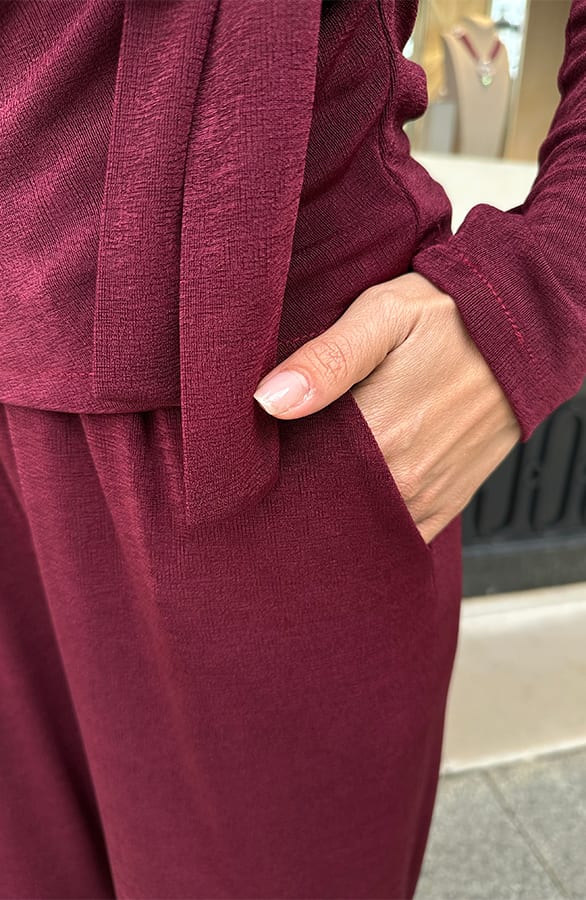 Straight Stretch Pantalon Burgundy – alle kleding, foto 4