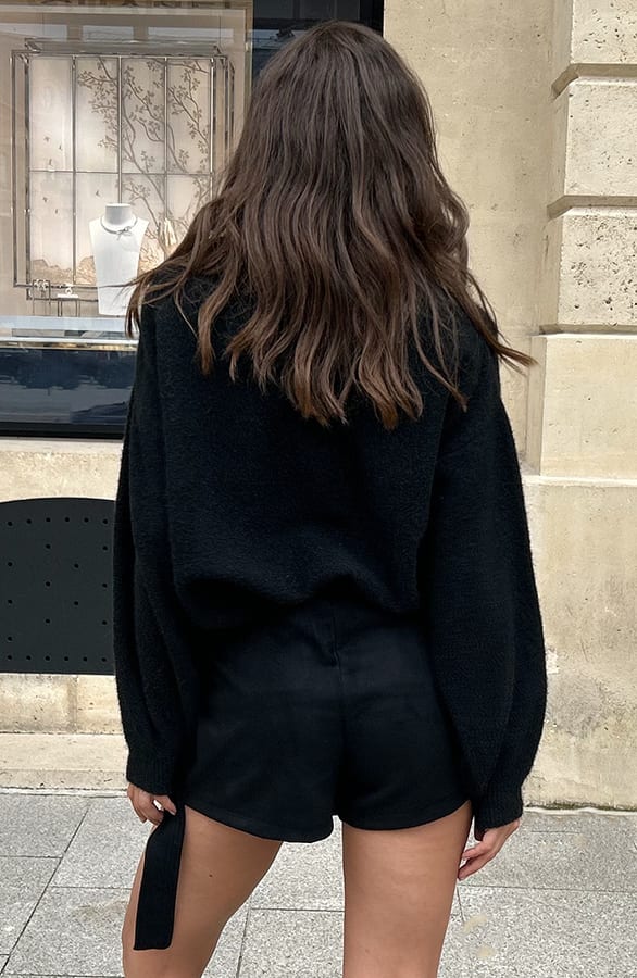 Suede Belt Skort Black – shorts, foto 3