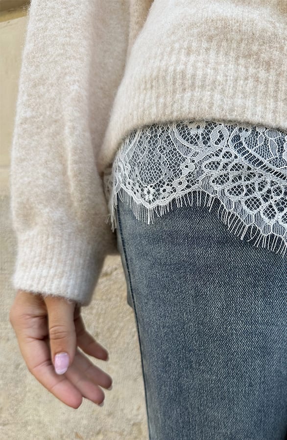 Satin Lace Top Ecru – tops, foto 3
