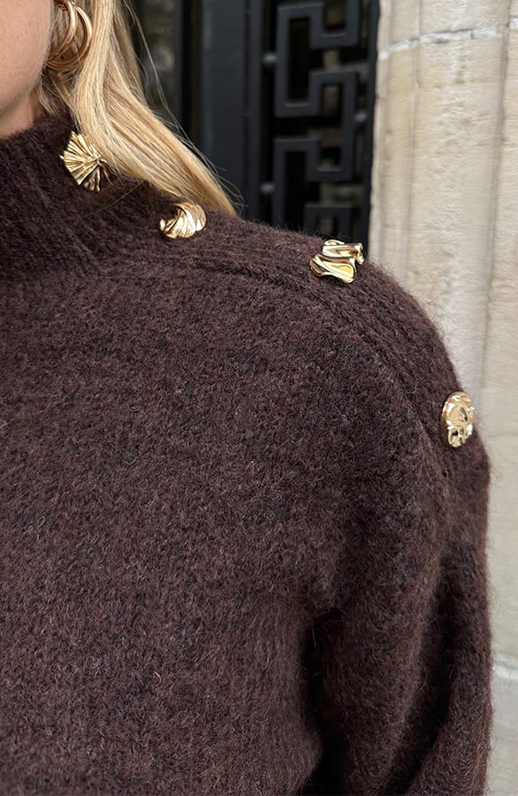 Wollpullover mit Knöpfen Choco, Foto 5