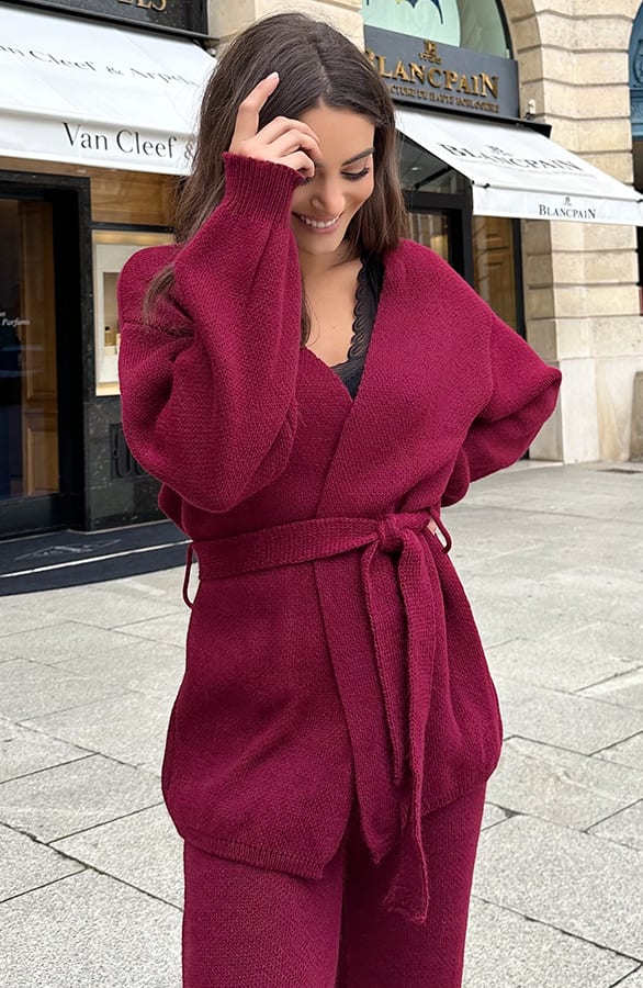 Wrap Knitted Vest Burgundy – vesten, foto 7