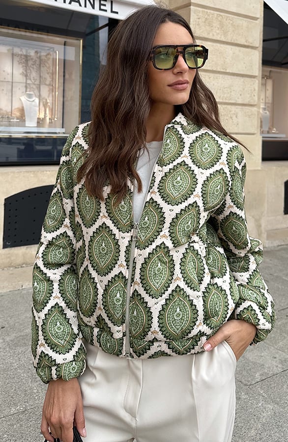 Bomber Jacket Classic Print Groen – jassen, foto 2