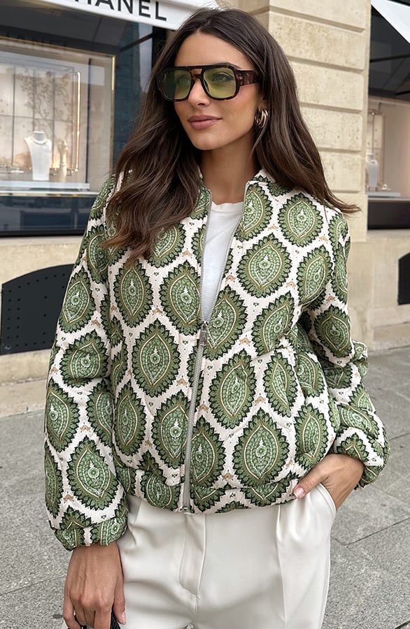 Bomber Jacket Classic Print Groen – jassen, foto 1