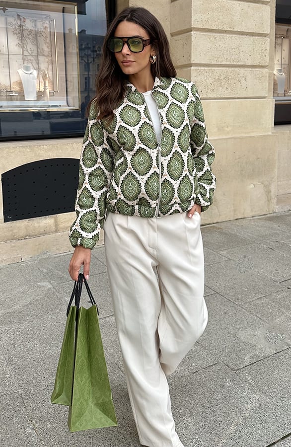 Bomber Jacket Classic Print Groen – jassen, foto 6