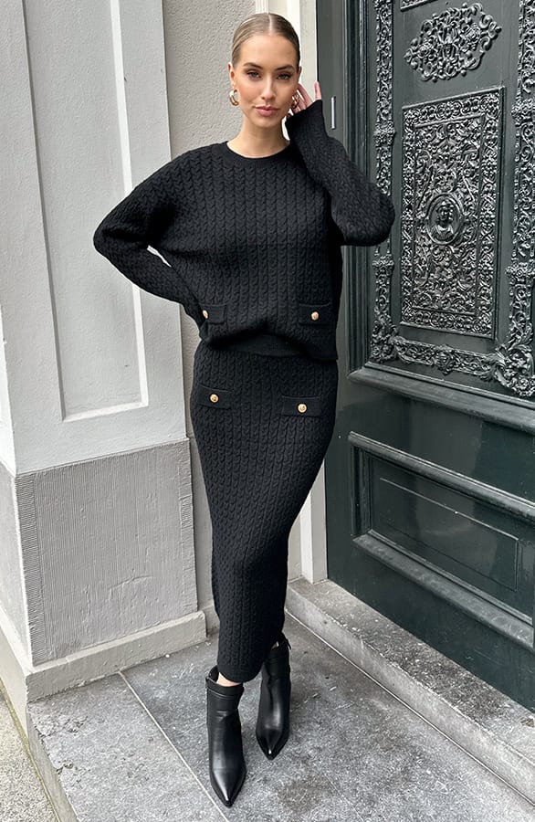 Cable Knitted Skirt Zwart – rokken, foto 3