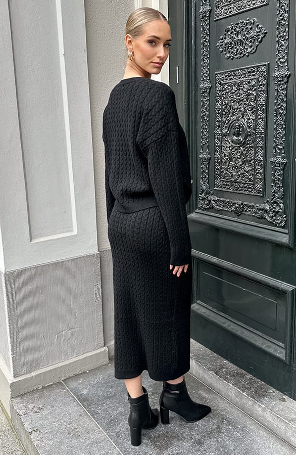 Cable Knitted Skirt Zwart – rokken, foto 4
