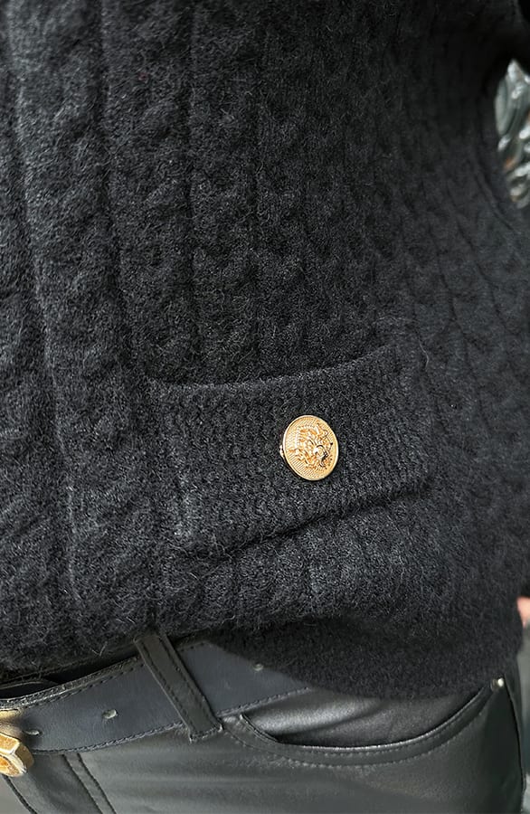 Cable Knitted Sweater Zwart – shoparchief, foto 5