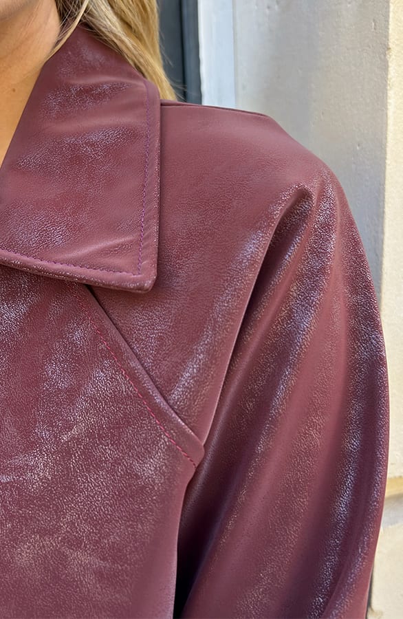 Coated Oversized Jacket Burgundy – shoparchief, foto 5