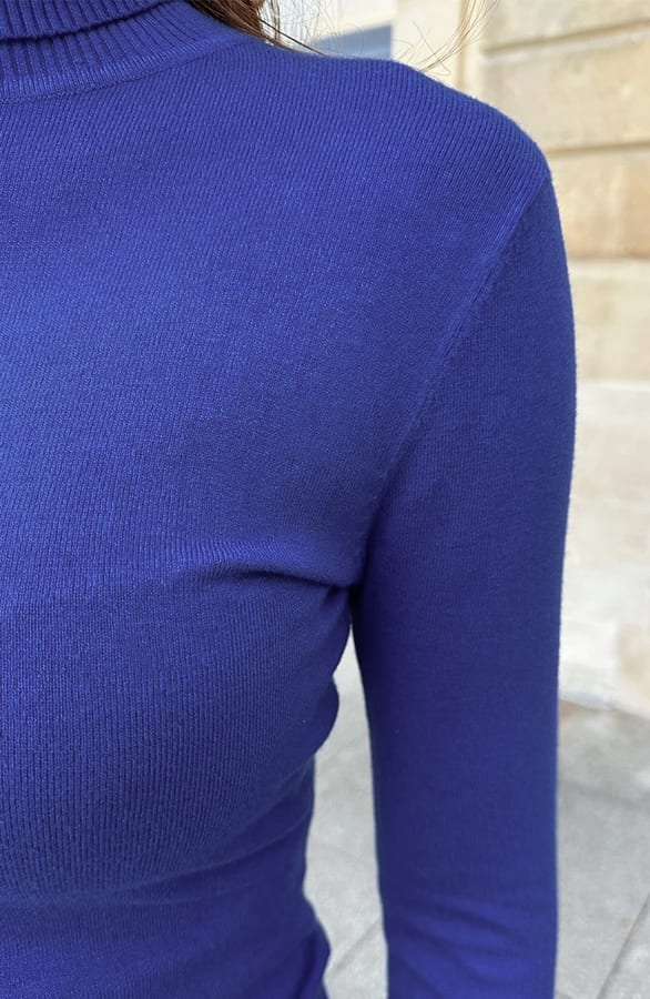 Rollkragenpullover Damen Kobalt, Foto 4