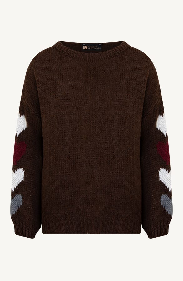 Cozy Hearts Sweater Choco – truien, foto 3