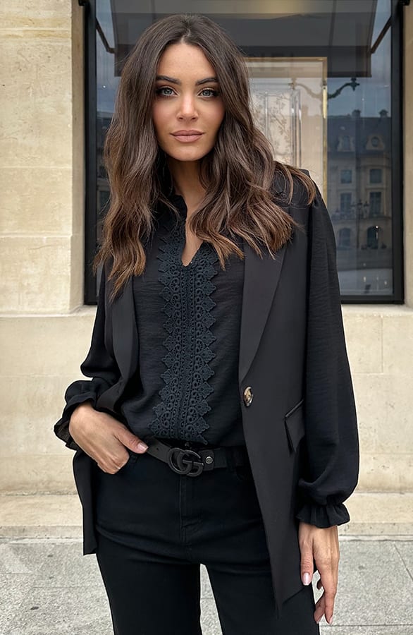 Elegant Blazer Gilet Zwart – blazers, foto 9