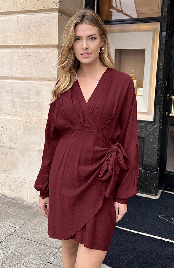 Elegant V-Hals Jurk Burgundy – jurken, foto 6