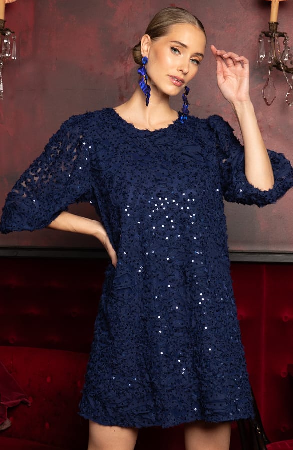 Exclusive Pofmouw Pailletten Jurk Marine – jurken, foto 6