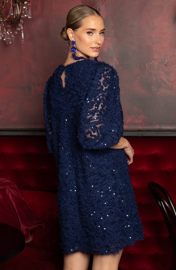 Exclusive Pofmouw Pailletten Jurk Marine – jurken, foto 8