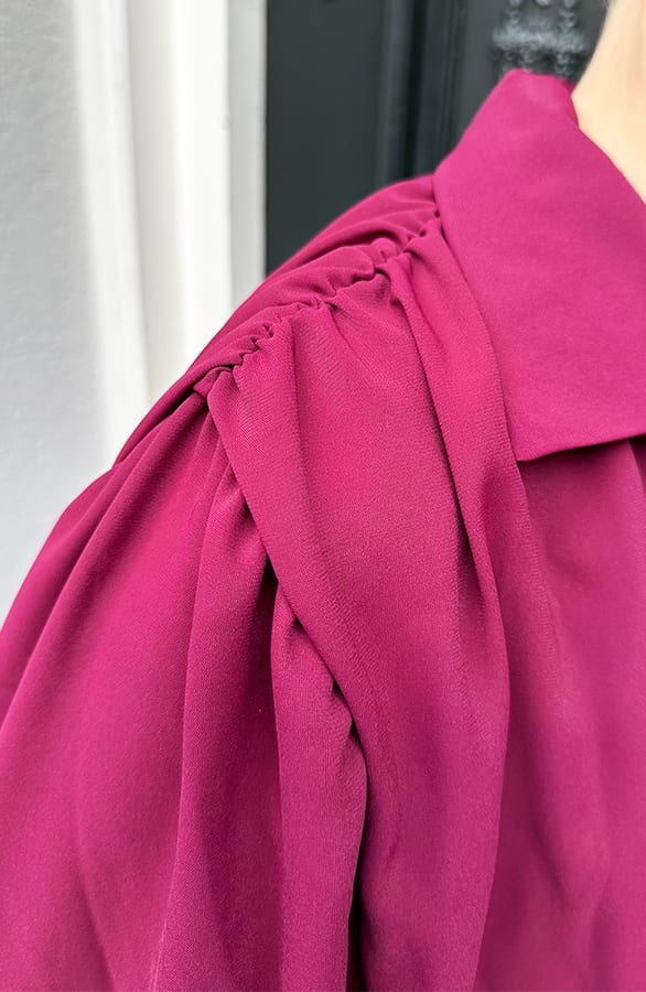 Gedrapeerde Cropped Blouse Burgundy – tops, foto 5