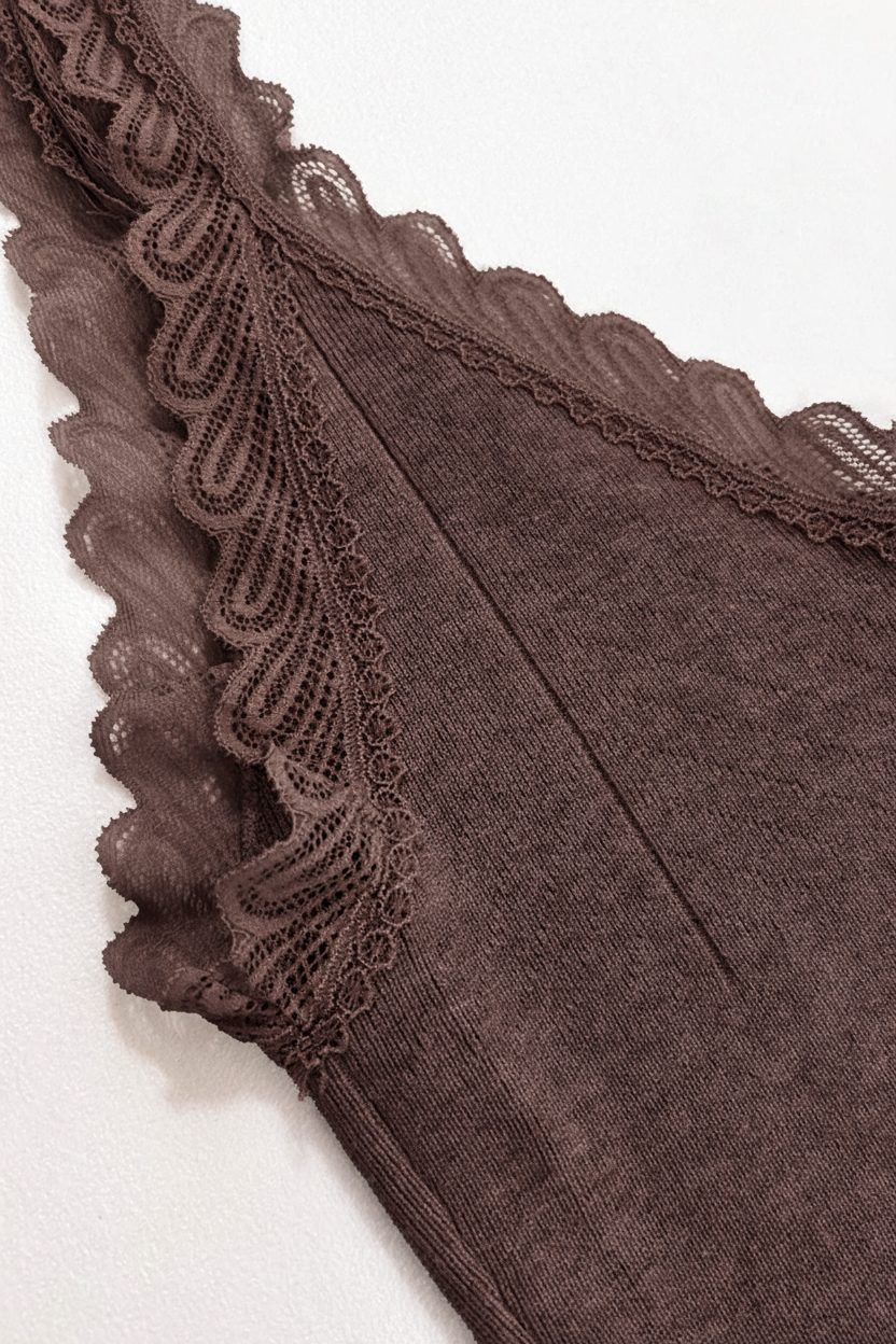 Kanten Detailed Top Choco – tops, foto 6