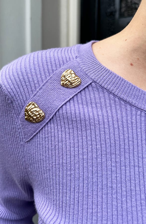 Knitted Trui Hartjes Knopen Lila – tops, foto 5