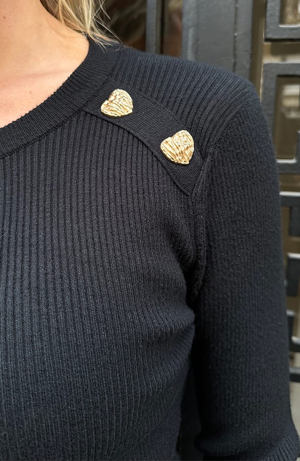 Knitted Pullover Herzchen Knöpfe Schwarz, Tops, Foto 5