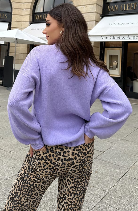 Luxury Soft Trui Wijde Mouw Lila – shoparchief, foto 3