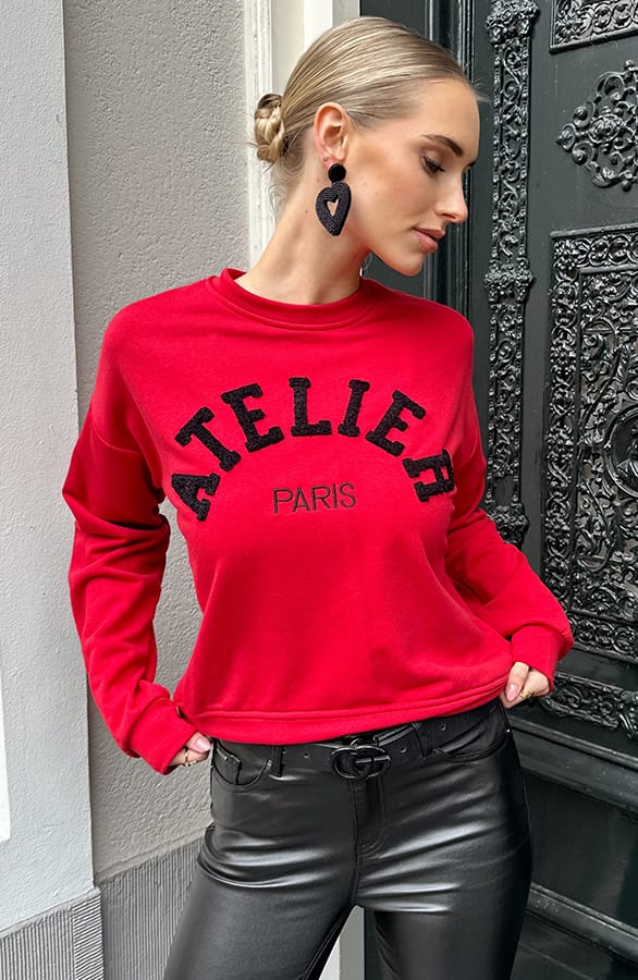 Oversized Atelier Paris Sweater Bright Red – truien, foto 9