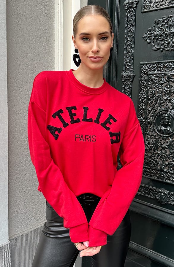 Oversized Atelier Paris Sweater Bright Red – truien, foto 8