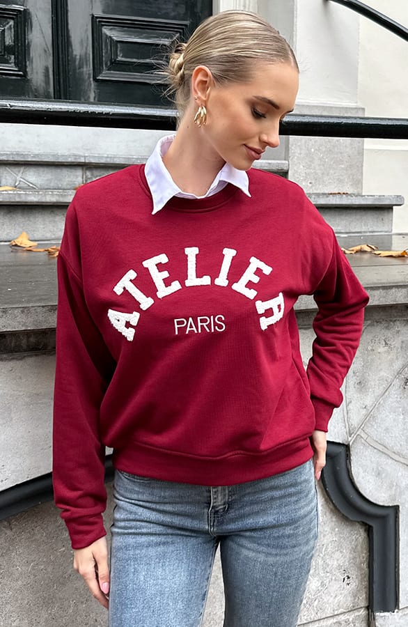 Oversized Atelier Paris Sweater Burgundy – truien, foto 9