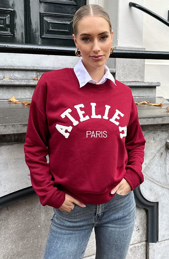 Oversized Atelier Paris Sweater Burgundy – truien, foto 11