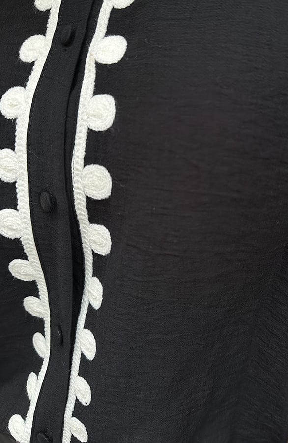 Oversized Embroidery Blouse Zwart – alle kleding, foto 5