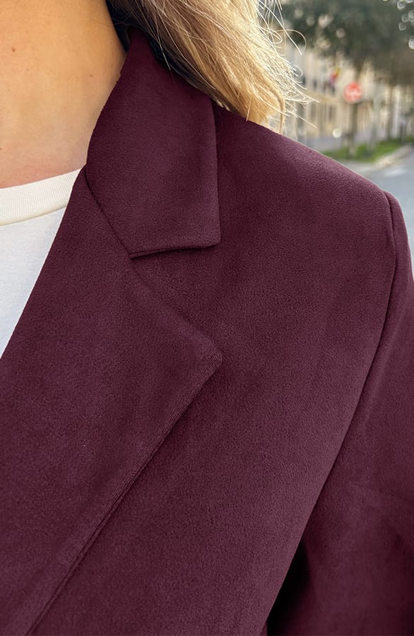 Oversized Suede Blazer Burgundy – jassen, foto 6