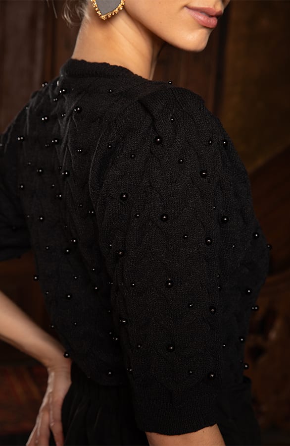 Knitted Detailed Pearl Trui Zwart – tops, foto 4