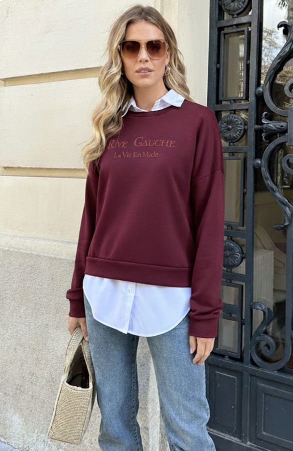 Rive Gauche Sweater Burgundy – truien, foto 2
