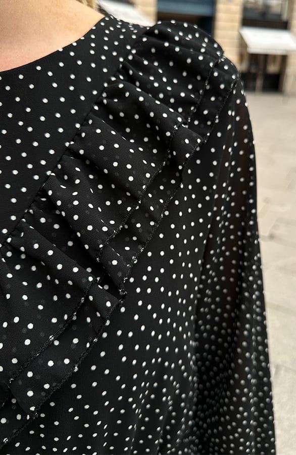 Ruffle Polkadot Print Jurk Zwart – jurken, foto 5