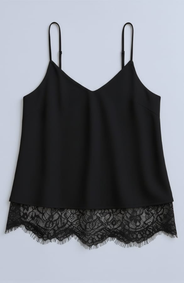 Satin Lace Top Zwart – tops, foto 1