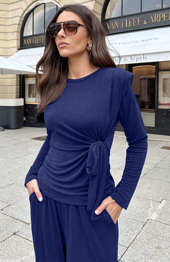 Schoudervulling Long Sleeve Stretch Top Marine – tops, foto 6