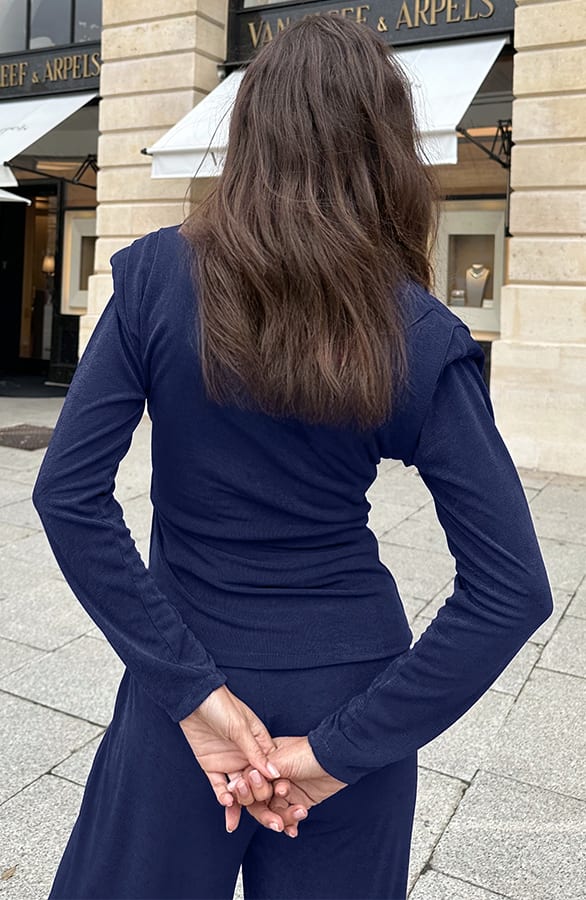 Schoudervulling Long Sleeve Stretch Top Marine – tops, foto 3