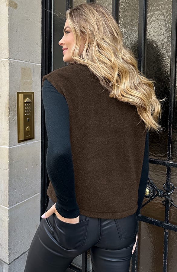 Soft Oversized Button Gilet Choco – vesten, foto 3