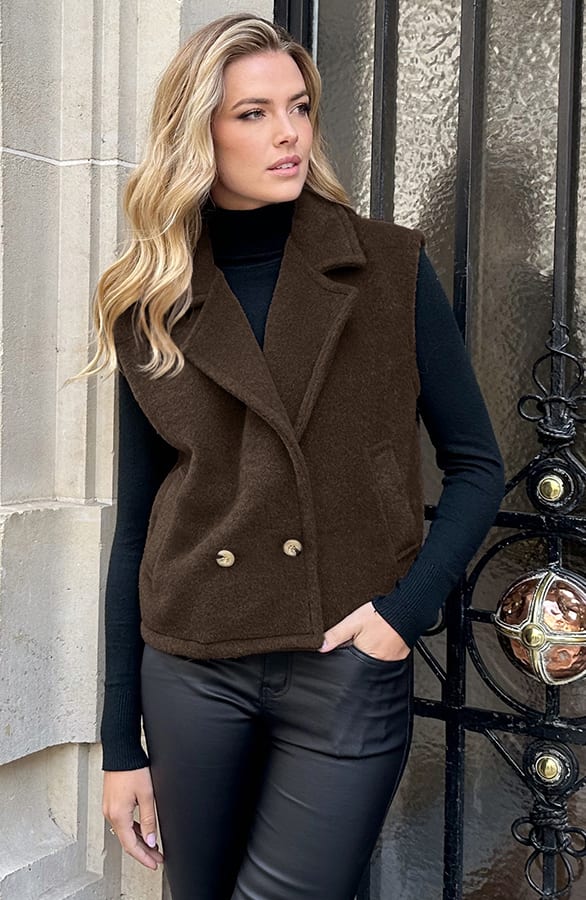 Soft Oversized Button Gilet Choco – vesten, foto 5