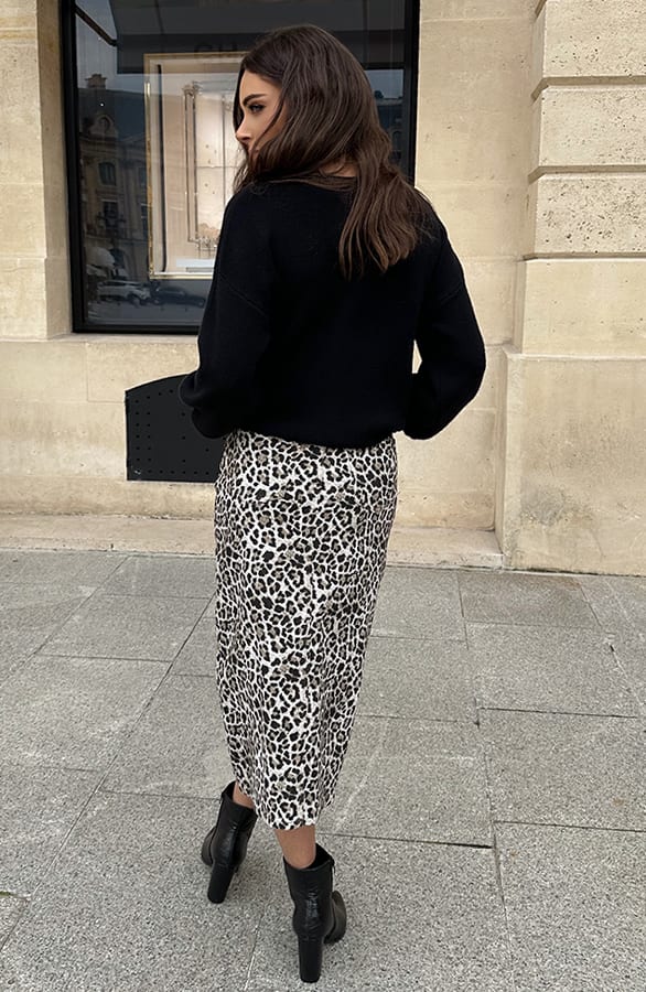 Spijkerrok Met Split Leopard – rokken, foto 3