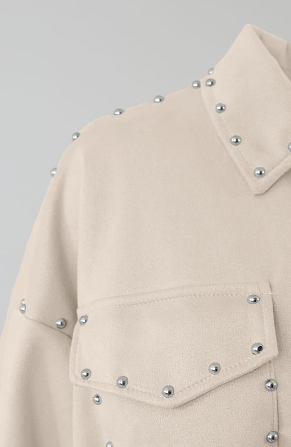 Studs Suede Button Dress Beige – shoparchief, foto 4