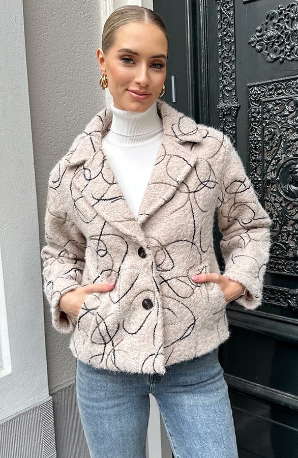 Woven Art Jacket Beige – jassen, foto 3