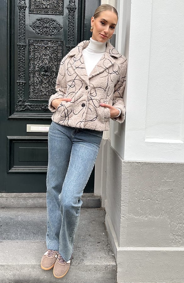 Woven Art Jacket Beige – jassen, foto 7