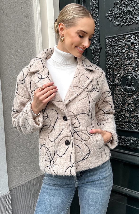 Woven Art Jacket Beige – jassen, foto 9