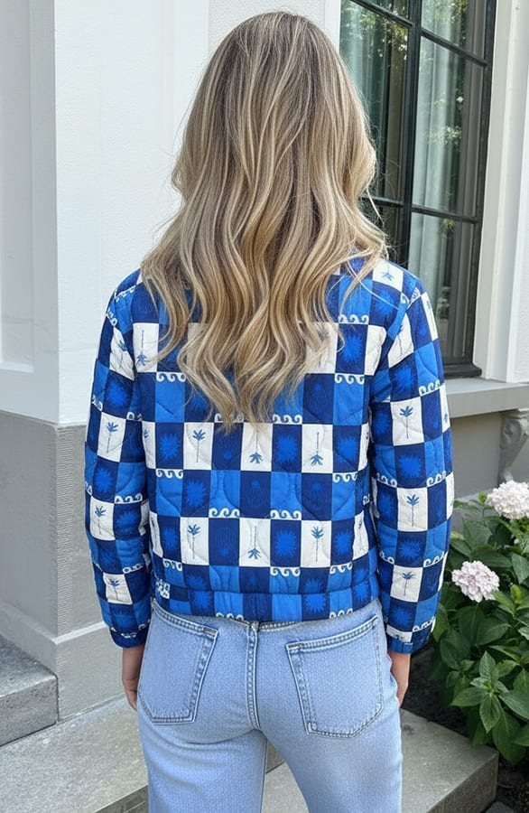 Bomber Jacket Classic Print Kobalt – jassen, foto 3
