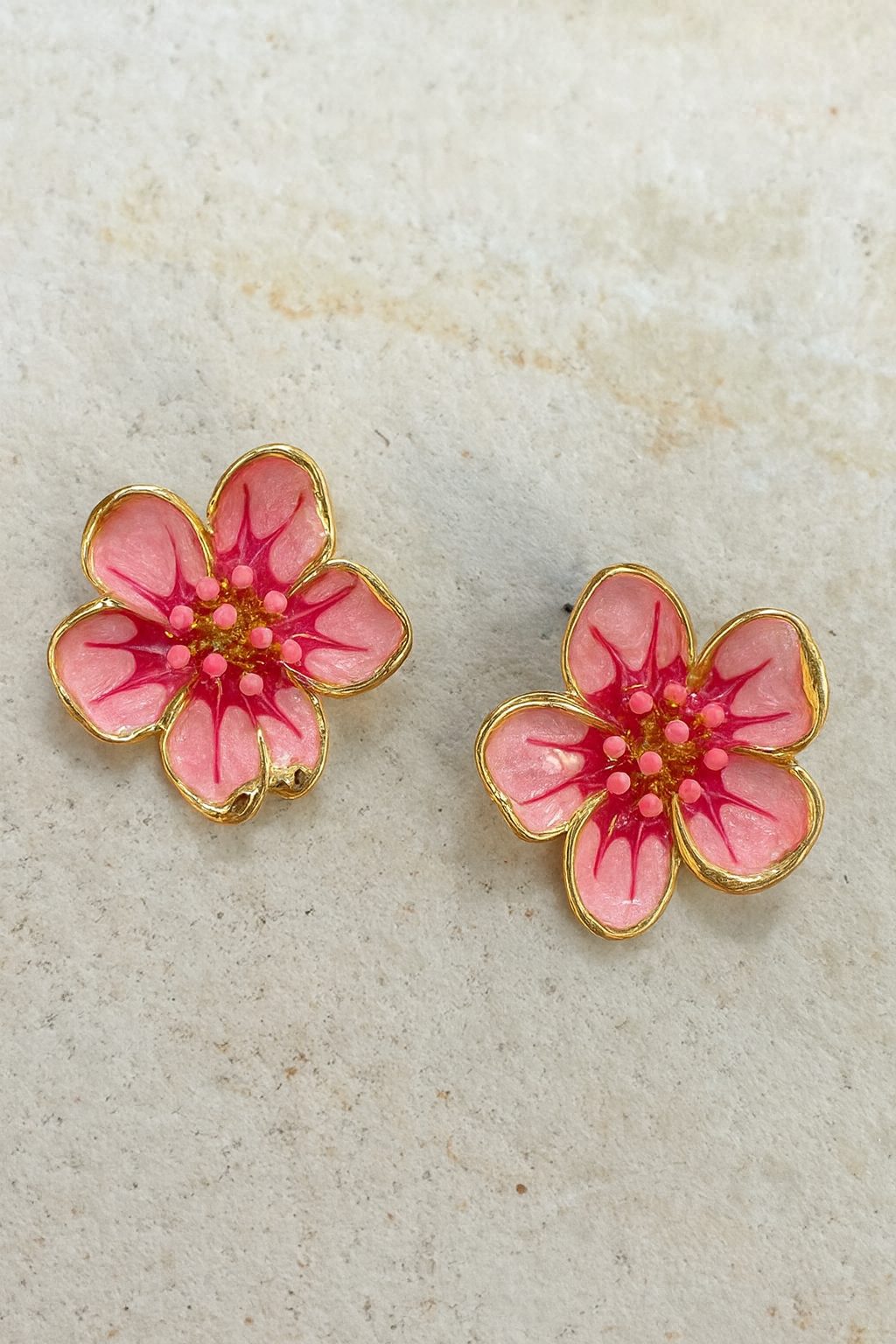 Flower Oorbellen Goud Roze