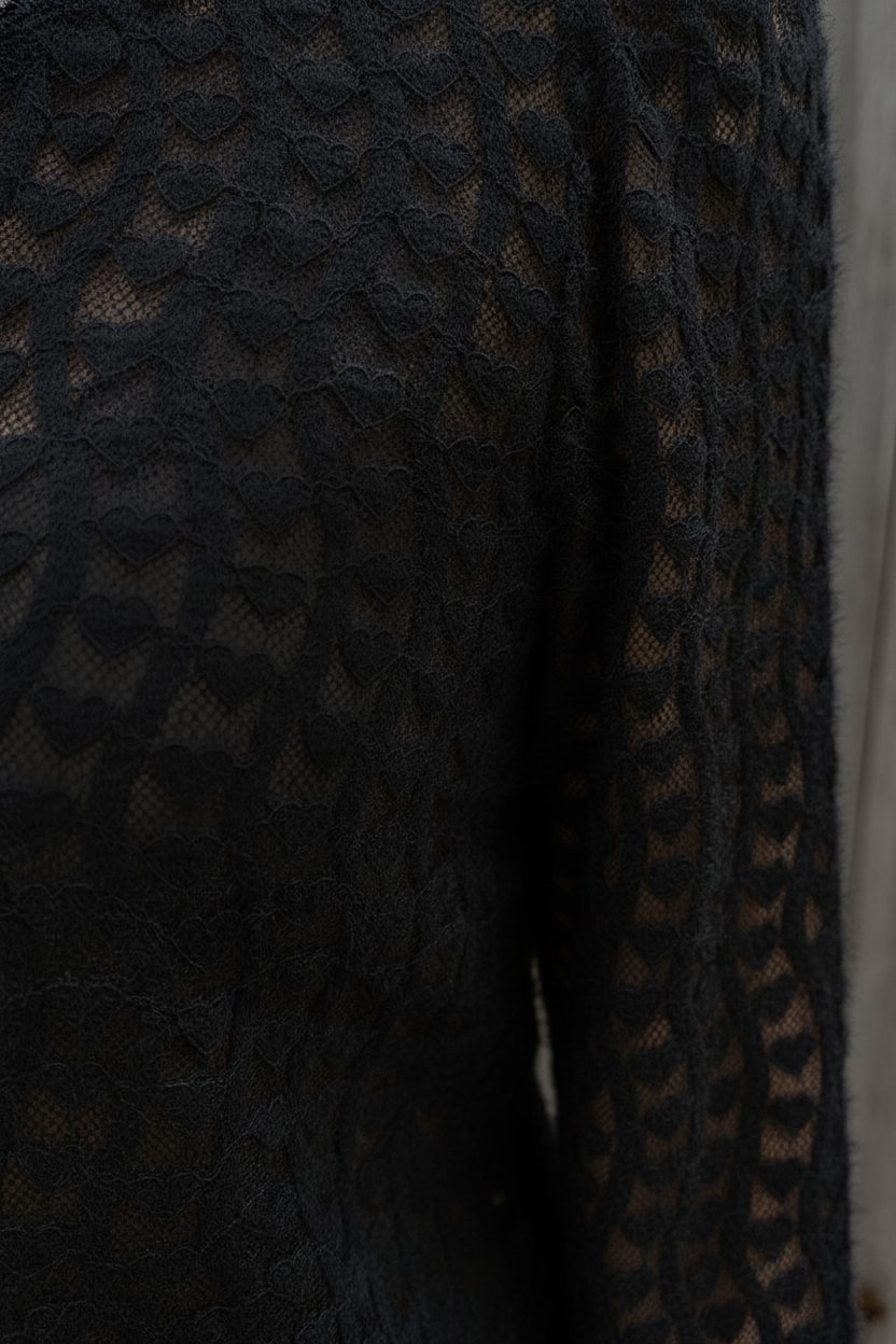 Hearts Mesh Top Long Sleeve Zwart – tops, foto 6