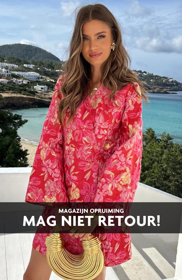 Jacquard Jurk Wijde Mouw Rood – jurken, foto 3