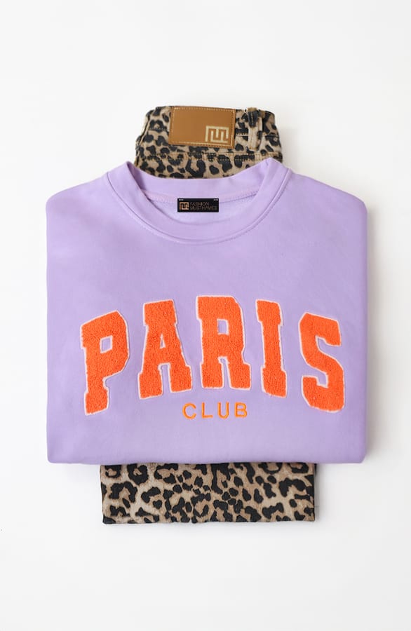 Oversized Paris Club Pullover Lila, Foto 1