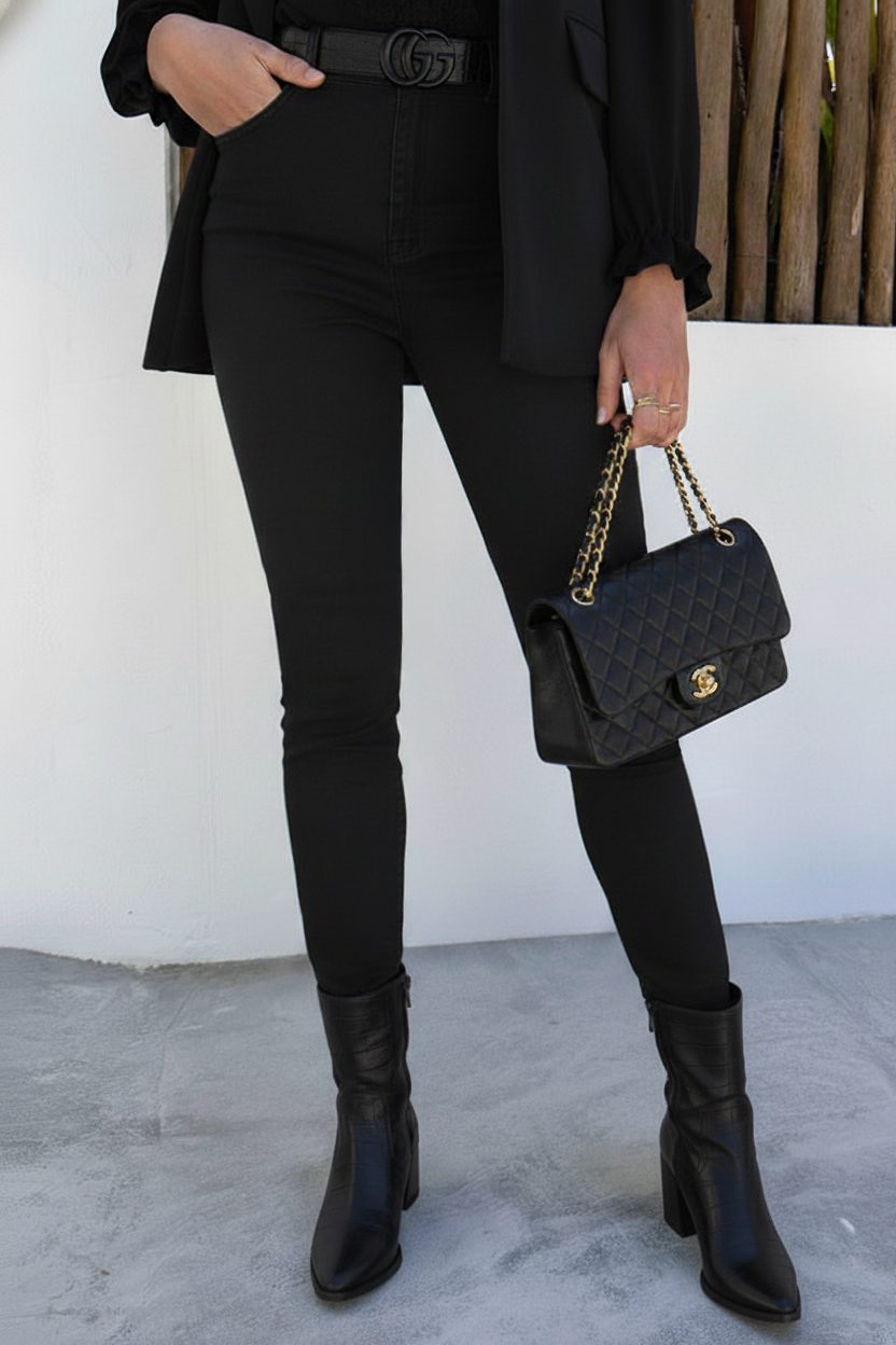 High Waist Stretch Skinny Jeans Black FMH