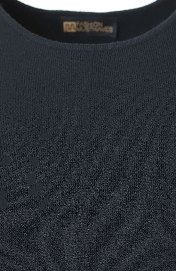 Knitted Gold Button Dress Zwart – jurken, foto 5
