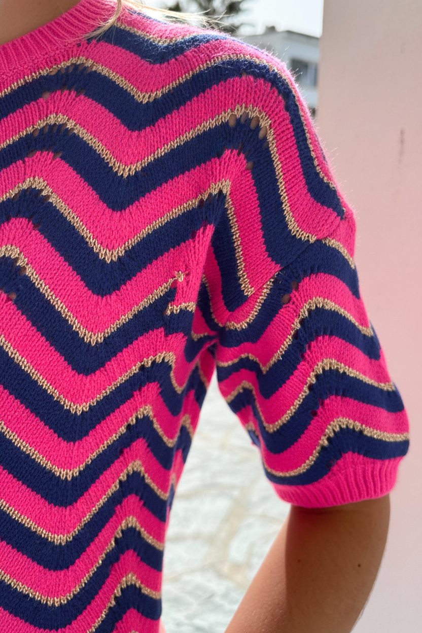 Zigzag Trui Kobalt Lurex Neon – shoparchief, foto 4